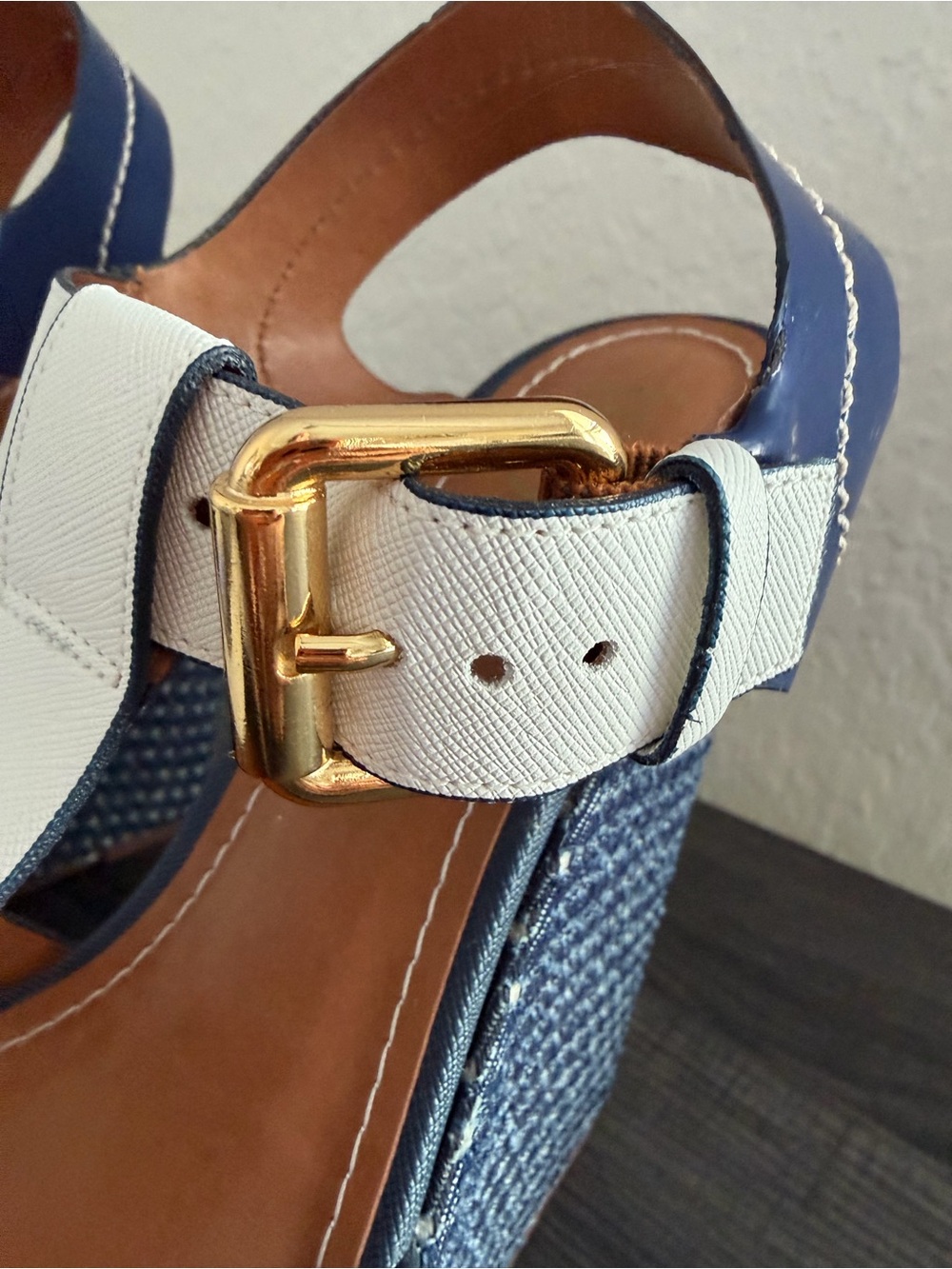 Idoré Navy Blue Platform Wedge Sandals Size 9 New - Picture 4 of 10
